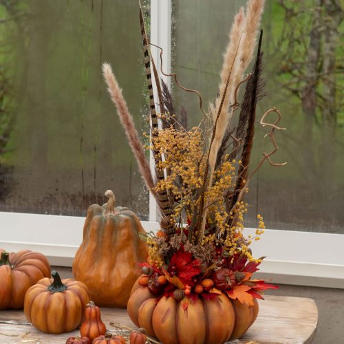 Dekorationspumpa mini orange 5x8 cm – höstdekoration