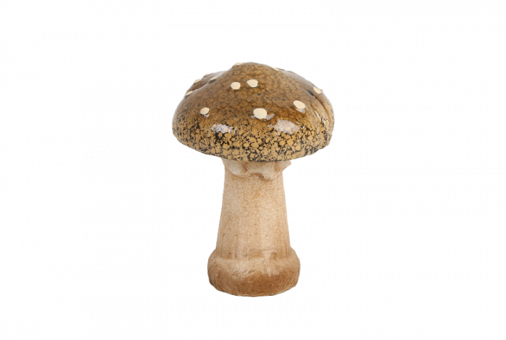 Brun/beige dekorationssvamp i keramik 11x15 cm