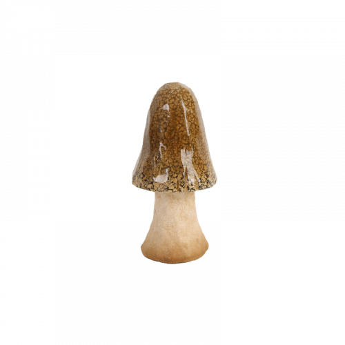 Brun/beige dekorationssvamp i keramik 8x17 cm