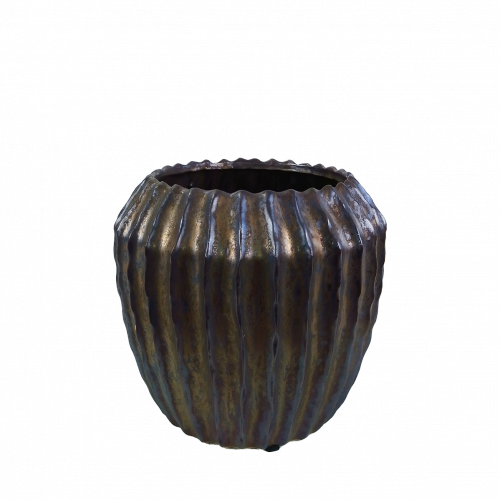 Räfflad kruka i brons Ø13,5x16 cm – dekorativ inredningsdetalj