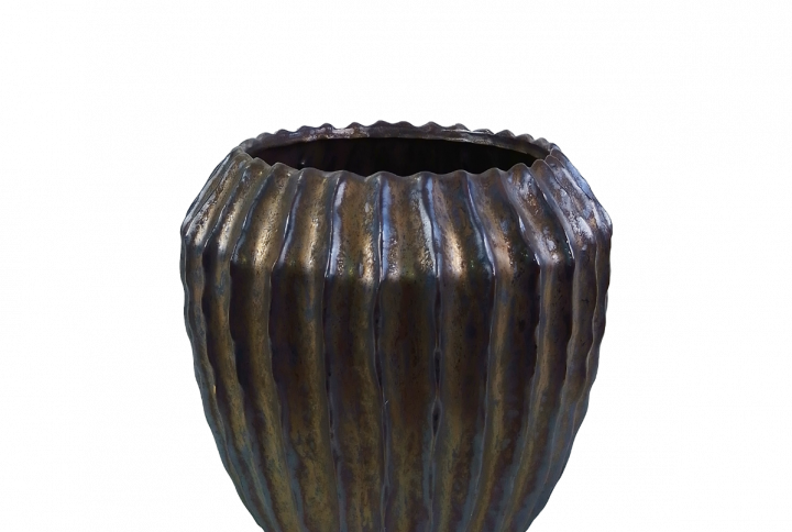 Räfflad kruka i brons Ø13,5x16 cm – dekorativ inredningsdetalj